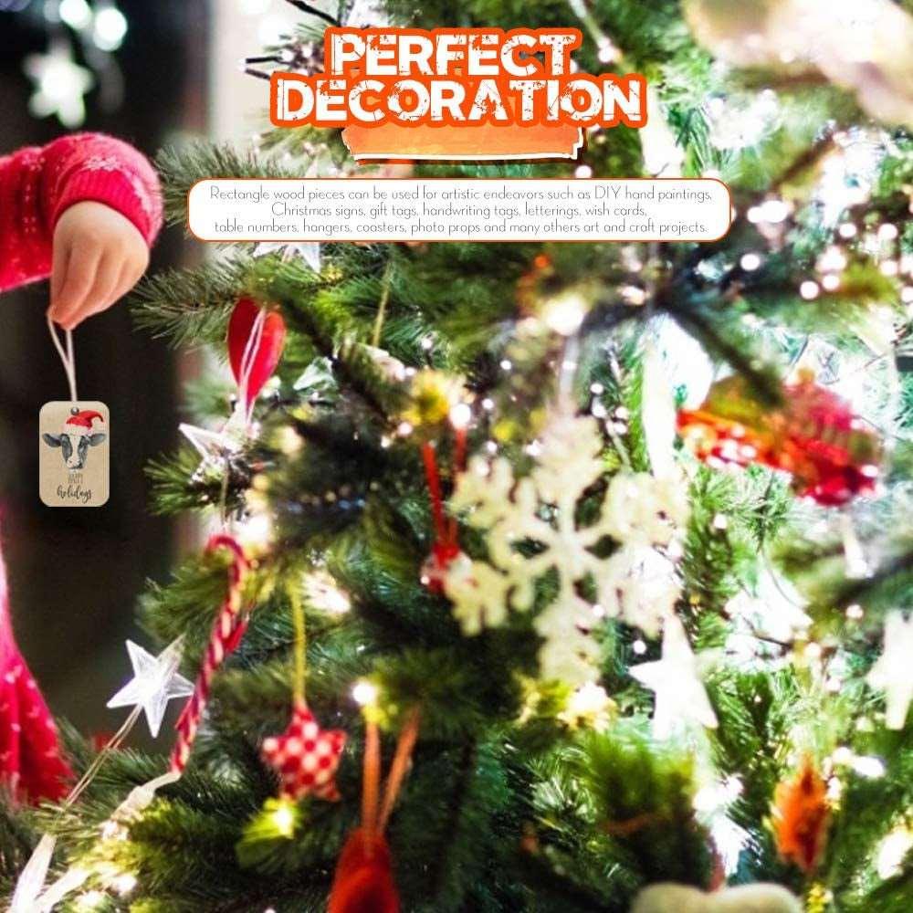 100 PCS Kraft Paper Tags Hollow Christmas Tree Design Rectangle