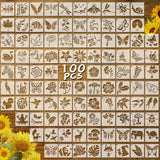 100 Pieces Stencil for Painting,3 Inch Flower Stencils DIY Craft Animal Reusable Template Paint Stencils for Painting on Wood, Crafts, Wall Home Decor NIKOMIE