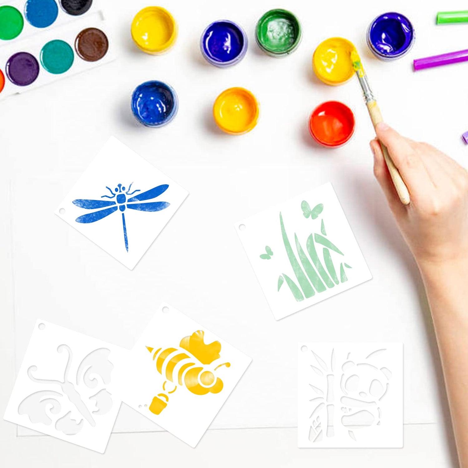 100 Pieces Stencil for Painting,3 Inch Flower Stencils DIY Craft Animal Reusable Template Paint Stencils for Painting on Wood, Crafts, Wall Home Decor NIKOMIE