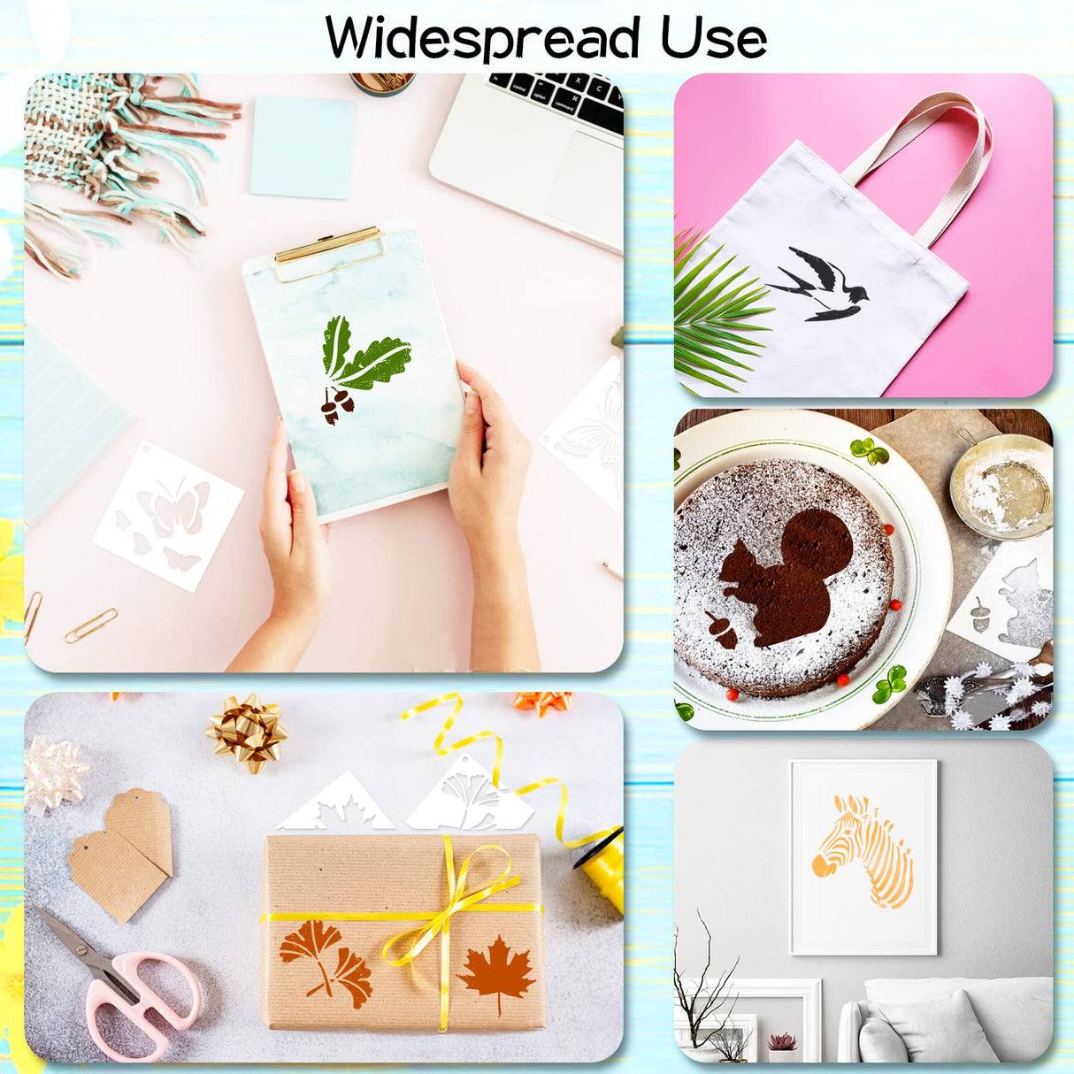 100 Pieces Stencil for Painting,3 Inch Flower Stencils DIY Craft Animal Reusable Template Paint Stencils for Painting on Wood, Crafts, Wall Home Decor NIKOMIE