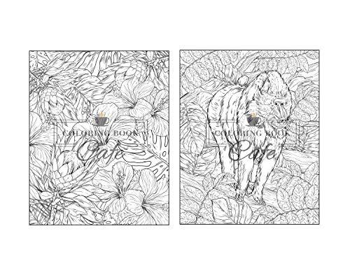 100 Wildlife Scenes: An Adult Coloring Book Featuring 100 Most Beautiful Wildlife Scenes with Animals, Birds and Flowers from Oceans, Jungles, Forests and Savannas WoodArtSupply
