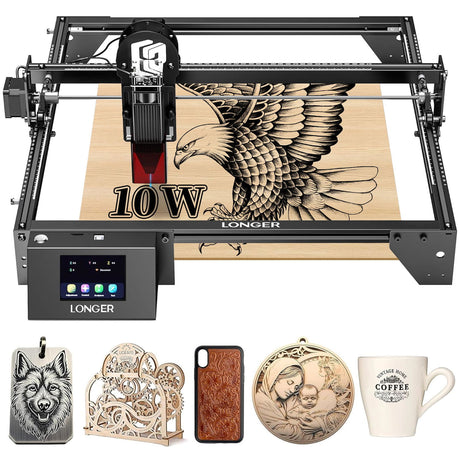 10000mW Laser Engraver, Laser Engraving Machine10W Output Power, Engraving Area 400x400mm, Application Program Offline Control, Suitable for Beginners to Carve and Cut Wood, Metal, and Glass. ALLADINBOX