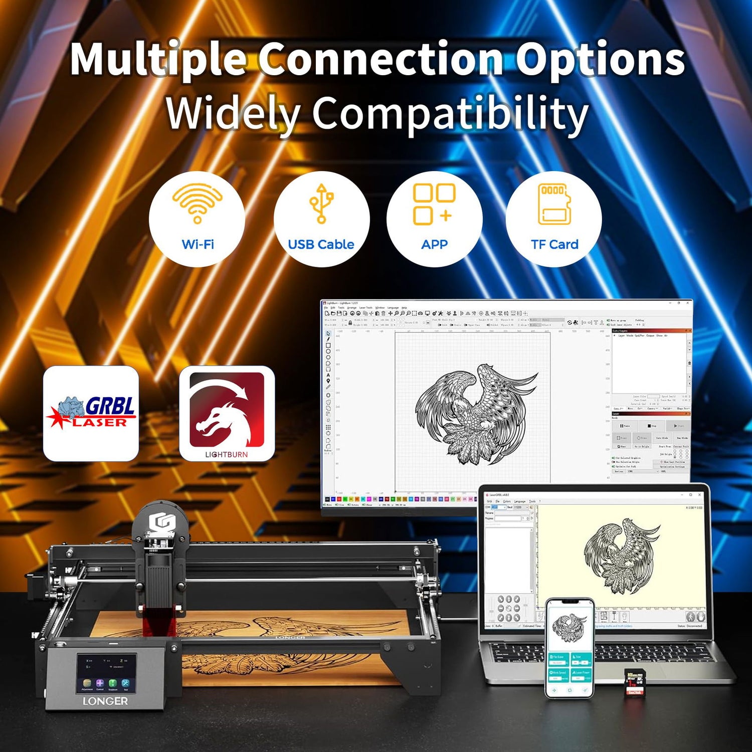10000mW Laser Engraver, Laser Engraving Machine10W Output Power, Engraving Area 400x400mm, Application Program Offline Control, Suitable for Beginners to Carve and Cut Wood, Metal, and Glass. ALLADINBOX
