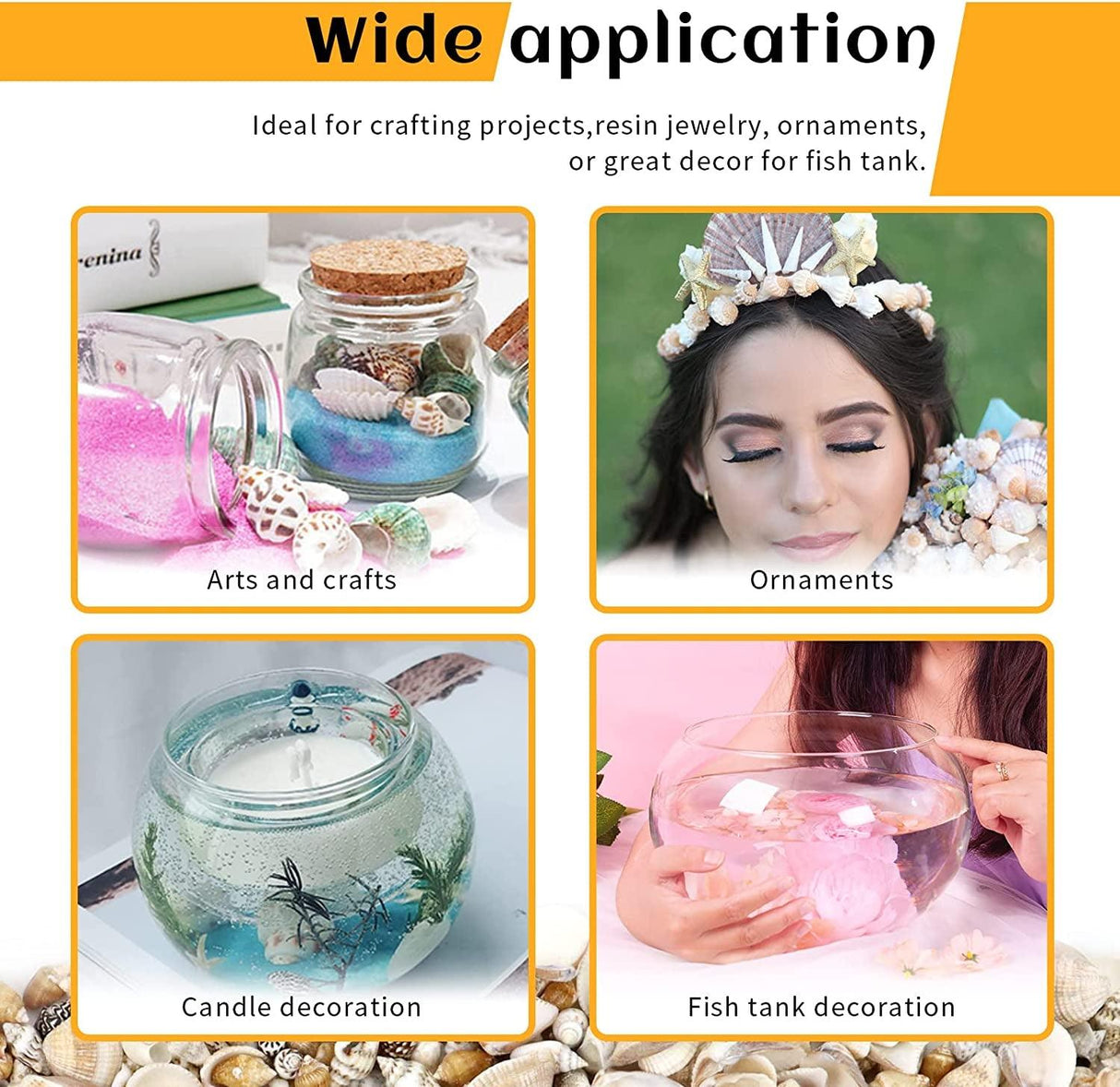 1000Pcs Mini Sea Shells Mixed Ocean Beach Seashells Various Sizes Natural Seashells Starfish for Fish Tank, Home Decorations, Beach Theme Party, WoodArtSupply