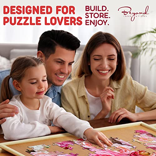 1000 Piece Wooden Jigsaw Puzzle Board - 4 Drawers, Rotating Puzzle Table | 30” X 22” Jigsaw Puzzle Table | Puzzle Cover Included - Portable Puzzle Tables for Adults and Kids by Beyond Innoventions Beyond Innoventions