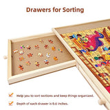 1000 Piece Wooden Jigsaw Puzzle Table - 4 Drawers, Puzzle Board | Portable, Rotating Puzzle Table for Adults and Kids. Keep All Your Puzzle Pieces Organized - 22 1/4” x 30" Sidypro