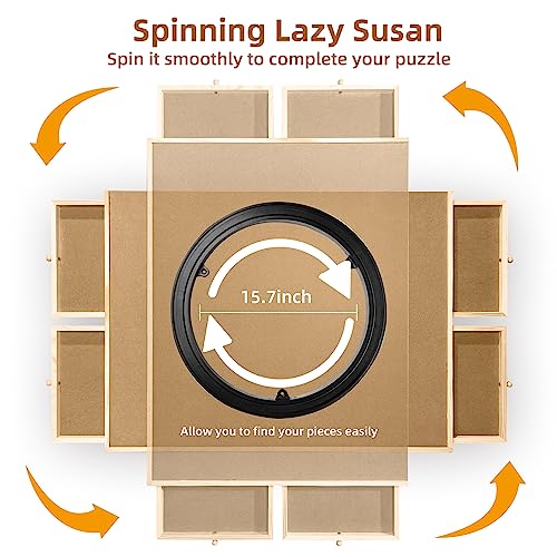 1000 Piece Wooden Jigsaw Puzzle Table - 4 Drawers, Puzzle Board | Portable, Rotating Puzzle Table for Adults and Kids. Keep All Your Puzzle Pieces Organized - 22 1/4” x 30" Sidypro