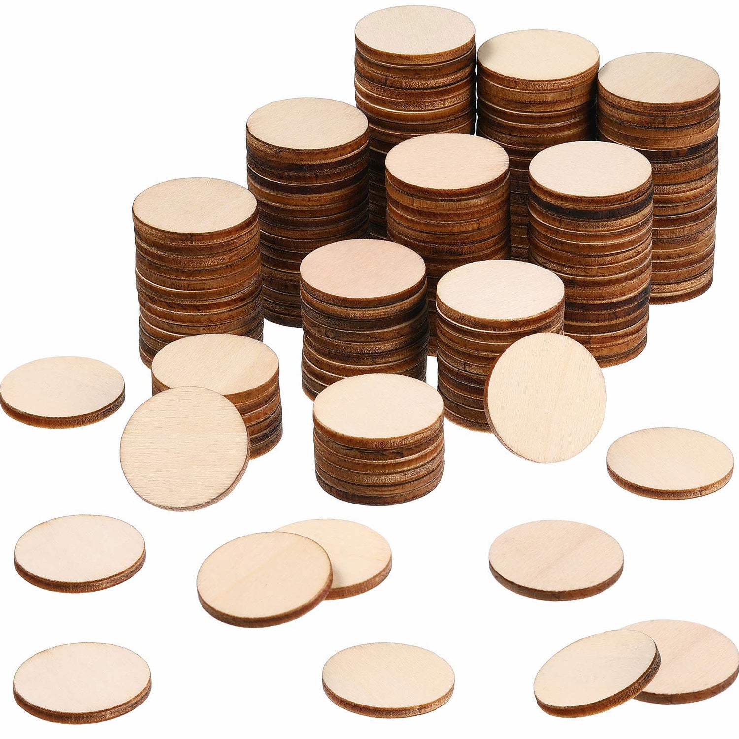 1000 Pieces Unfinished Wood Slices Round Disc Circle Wood Pieces Wooden Cutouts Ornaments for Wood Slices DIY Crafts and Decoration, 1 Inch in Jetec