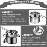 1000ML/1QT Double Boiler Chocolate Melting Pot with 2QT 304 Stainless Steel Pot, Chocolate Melting Pot with Silicone Spatula for Melting Chocolate, Candy, Candle, Soap, Wax Marsheepy