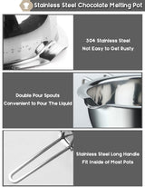 1000ML/1QT Double Boiler Chocolate Melting Pot with 2QT 304 Stainless Steel Pot, Chocolate Melting Pot with Silicone Spatula for Melting Chocolate, Candy, Candle, Soap, Wax Marsheepy