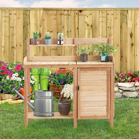 Outdoor Potting Bench Table With Sink, Garden Workstation HouseOfZazla