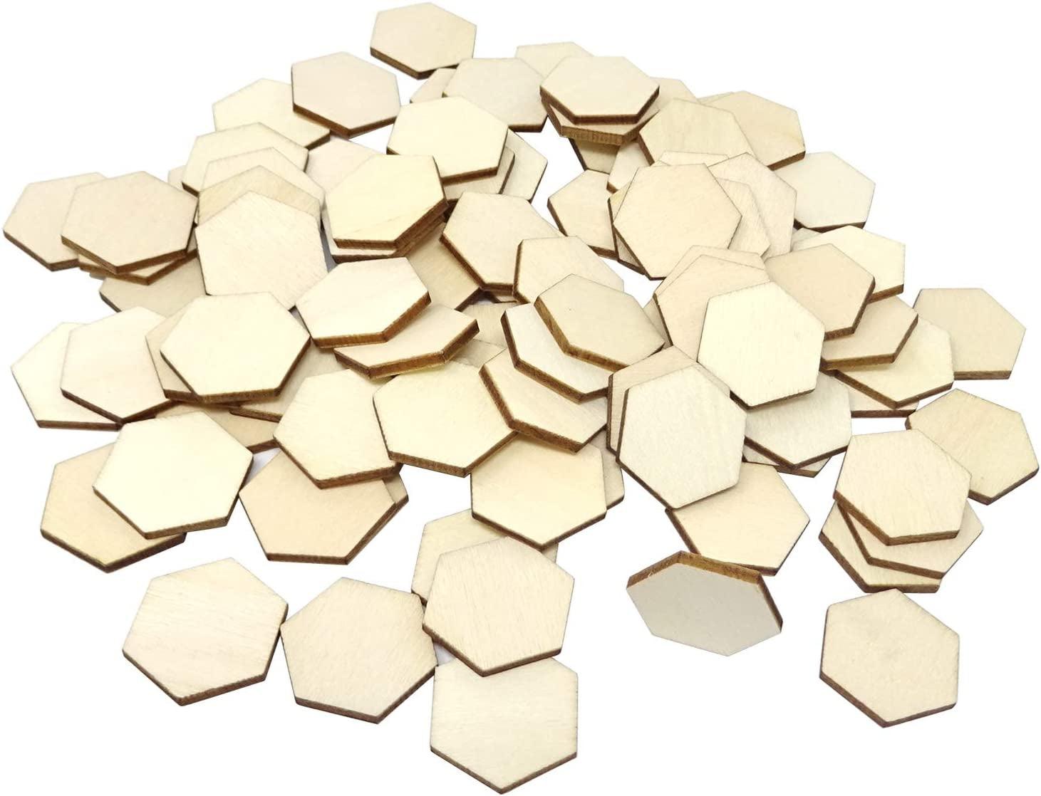 100PCS 25Mm/1Inch Hexagon Blank Unfinished Wood Slices for DIY Crafts, Home Decoration, Games WoodArtSupply