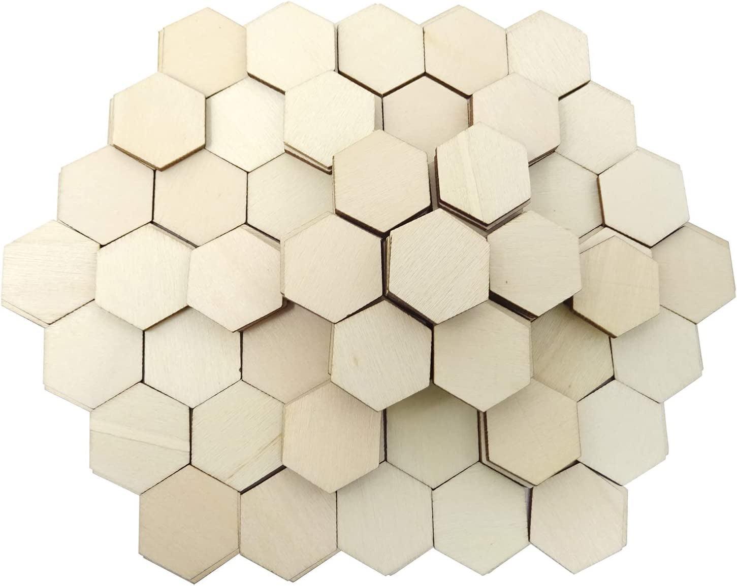 100PCS 25Mm/1Inch Hexagon Blank Unfinished Wood Slices for DIY Crafts, Home Decoration, Games WoodArtSupply