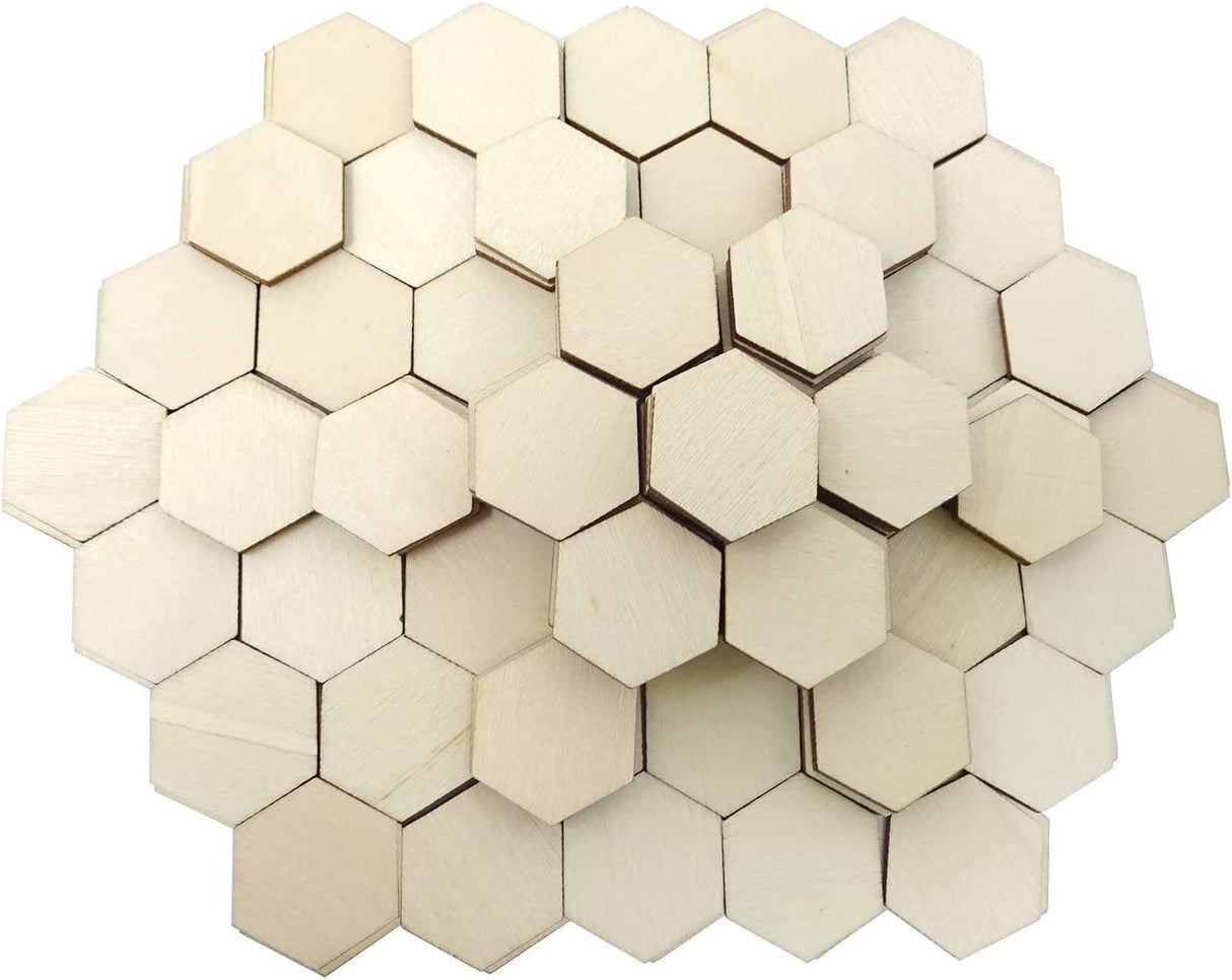 100PCS 25Mm/1Inch Hexagon Blank Unfinished Wood Slices for DIY Crafts, Home Decoration, Games WoodArtSupply