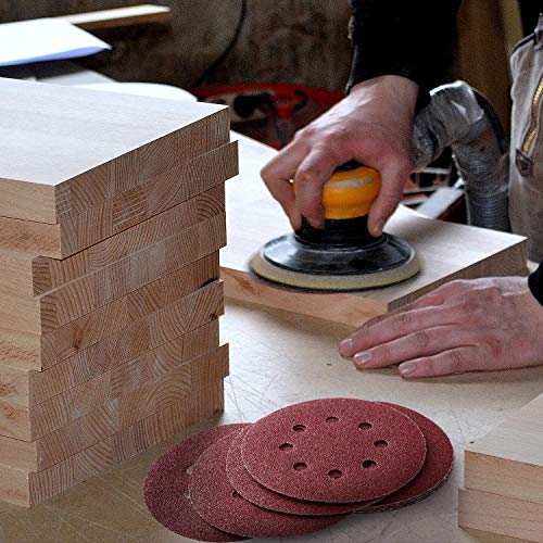 100PCS 5 Inch 8 Holes Sanding Discs 60 120 240 400 600 800 1000 1200 1500 2000 Grit Sandpaper Sander Round Sand Paper (100pcs 60-2000 grit) Tongbay