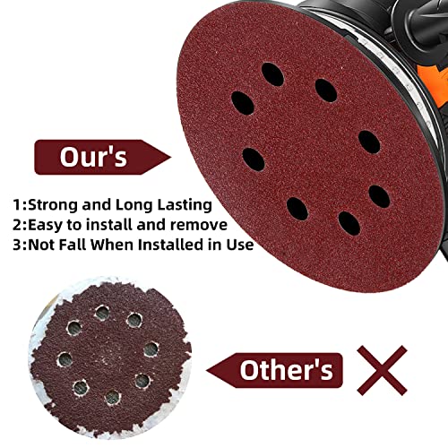 100PCS 5 Inch 8 Holes Sanding Discs 60 120 240 400 600 800 1000 1200 1500 2000 Grit Sandpaper Sander Round Sand Paper (100pcs 60-2000 grit) Tongbay