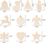 100PCS DIY Wooden Christmas Ornaments Unfinished Predrilled Wood Circles for Crafts Centerpieces Holiday Hanging Decorations in 10 Shapes WoodArtSupply