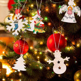 100PCS DIY Wooden Christmas Ornaments Unfinished Predrilled Wood Circles for Crafts Centerpieces Holiday Hanging Decorations in 10 Shapes WoodArtSupply