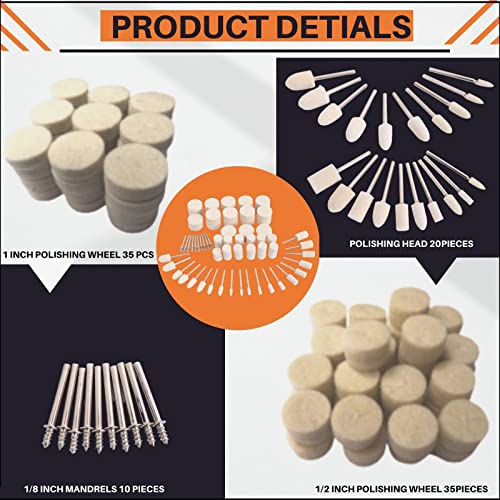 100PCS Polishing Buffing Wheel for Dremel Polishing Kit, Polishing Wheel for Dremel Tool Accessories, with 1/8" Shank for Dremel Buffing Wheels XUPYNAR