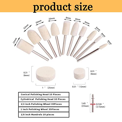 100PCS Polishing Buffing Wheel for Dremel Polishing Kit, Polishing Wheel for Dremel Tool Accessories, with 1/8" Shank for Dremel Buffing Wheels XUPYNAR