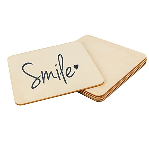 100PCS Unfinished Blank Wood Square Pieces, 4 x 4 Inch Natural Wooden Slices Squares Cutouts for DIY Crafts Pyrograph Painting Staining Burning LepoHome