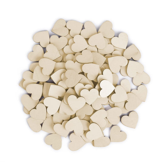 100Pcs 1" Wooden Hearts for Crafts, Small Wood Hearts Cutout Slices, DIY Unfinished Wooden Ornaments Embellishments, Heart Sign Tag for Valentine's - WoodArtSupply