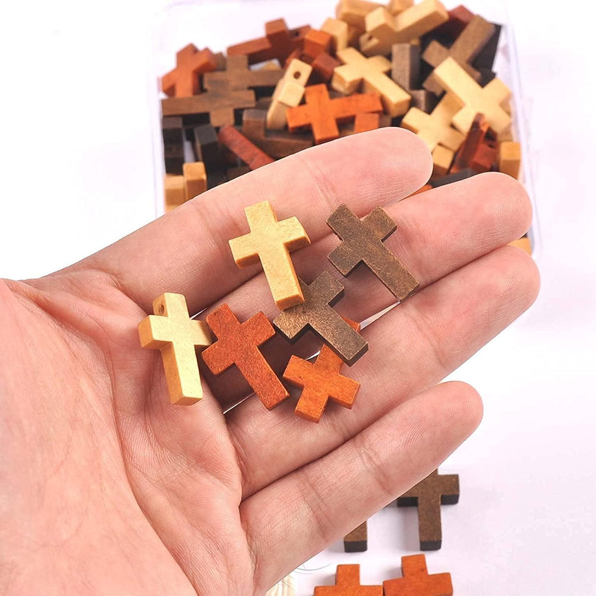 100Pcs Cross Beads Wooden Charms Pendant Jewelry Kids Gifts Wood DIY Craft Supplies WoodArtSupply