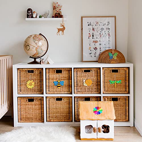 100Pcs Insects Flower Cutouts Wood Slices Unfinished Wooden Ornaments with Hemp Rope for Art Painting, DIY Crafts Project Home Decoration, 10 Styles EEE ELECRELIVE