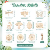 100Pcs Insects Flower Cutouts Wood Slices Unfinished Wooden Ornaments with Hemp Rope for Art Painting, DIY Crafts Project Home Decoration, 10 Styles EEE ELECRELIVE
