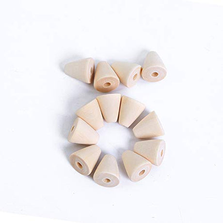 100Pcs Natural Wood Beads Cone Shape Unfinished Wooden Loose Beads Wood Spacer Beads with Hole for Crafts DIY Jewelry Making, 16 x 14MM mollensiuer