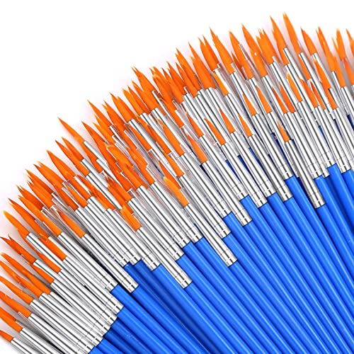 100Pcs Paint Brushes Bulk Small, Anezus Paint Brushes for Kids Fine Paint Brushes Set Detail Paint Brushes for Classroom Model Canvas Face Nail Art anezus