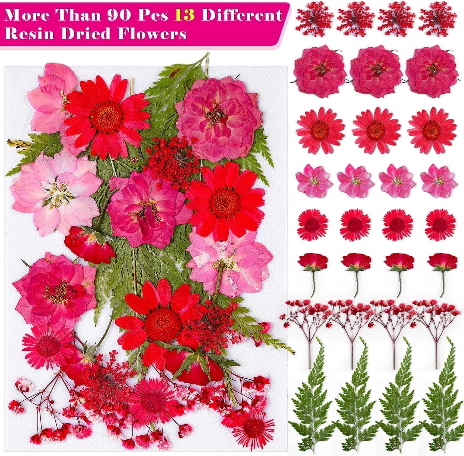 100Pcs Pressed Dried Flowers for Resin Molds, Natural Dried Flower Herbs Kit for Scrapbooking Supplies Card Making Supplies Resin Jewelry Making Soap WoodArtSupply