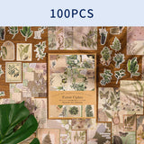 100Pcs Scrapbook Craft Paper Kit for Scrapbook Journaling Supplies ,Scrapbook Plant Stickers Aesthetic for Scrapbooking Supplies,Bullet Junk Journal Chuchengio