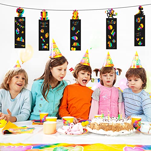 100Pcs Scratch Art Bookmarks Making Kit for Kids, Scratch Paper DIY Animal Bookmarks Bulk with 100 Pcs Ribbons and 100 Pcs Wood Stylus for Classroom Tcvents