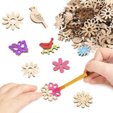 100Pcs Wood Crafts Flowers for Wooden Slices Embellishments Butterflies Butterfly Tiny Bird WoodArtSupply