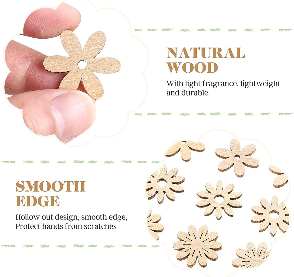 100Pcs Wood Crafts Flowers for Wooden Slices Embellishments Butterflies Butterfly Tiny Bird WoodArtSupply