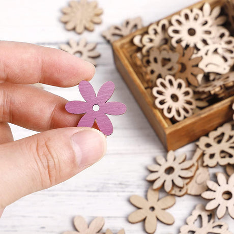 100Pcs Wooden Cutouts Wood Bird Butterfly Flower Slices Wooden Table Rustic for DIY Craft Making Supplies WoodArtSupply