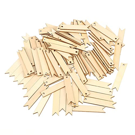 100Pcs Wooden Tags, Wood Card Decoration Crafts, Wooden Hanging Placards for DIY Wall Wedding Party Decoration MUNEFE