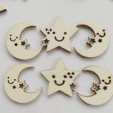 100Pcs of Small Stars and Moon Shaped Wood DIY is Used to Make Tree Decorations, and Wood Chips are Cut to Decorate Gifts YYMSEN