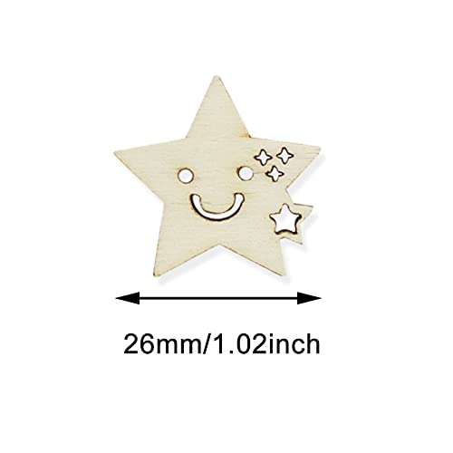 100Pcs of Small Stars and Moon Shaped Wood DIY is Used to Make Tree Decorations, and Wood Chips are Cut to Decorate Gifts YYMSEN