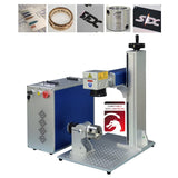 100W Fiber Laser Marking Machine for Metal Engraving Machine 100W 300×300mm with 80mm Rotary Device JPT MOPA Fiber Laser Engraver Rotary SFX