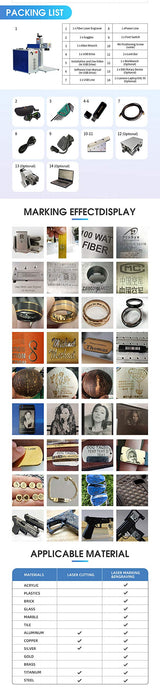 100W Fiber Laser Marking Machine for Metal Engraving Machine 100W 300×300mm with 80mm Rotary Device JPT MOPA Fiber Laser Engraver Rotary SFX