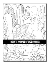 100 Cute Animals: An Adult Coloring Book with Dogs, Cats, Horses, Owls, Elephants, Monkeys, and Many More! WoodArtSupply