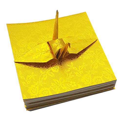 100 Origami paper sheets paper pack Gold Origami paper cranes 3x3 inches for Folding paper , Origami cranes , origami decoration Origamipolly