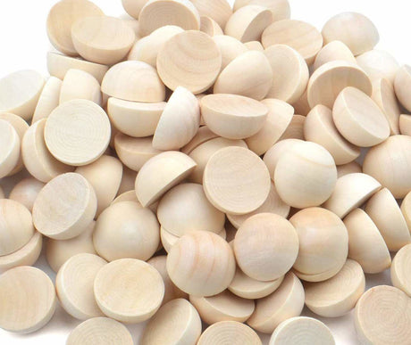 100 PCS 15 mm Split Wood Balls, Small Natural Unfinished Half Round Wooden Beads for Kids Craft Bailym