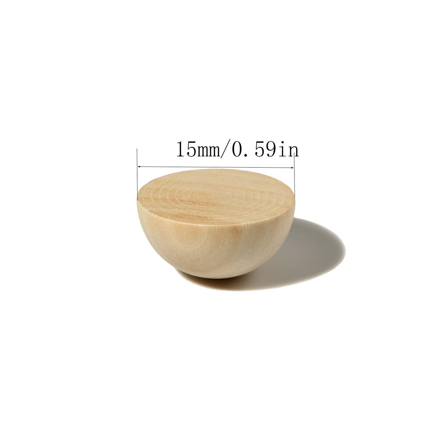 100 PCS 15 mm Split Wood Balls, Small Natural Unfinished Half Round Wooden Beads for Kids Craft Bailym