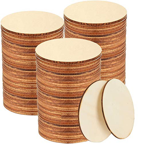 100 PCS 4 Inch Wood Circles, Small Unfinished Wooden Circles, Blank Natural Round Wood Slices for Crafts, Painting, Writing, School Project, DIY shanqian