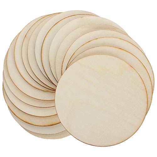 100 PCS 4 Inch Wood Circles, Small Unfinished Wooden Circles, Blank Natural Round Wood Slices for Crafts, Painting, Writing, School Project, DIY shanqian