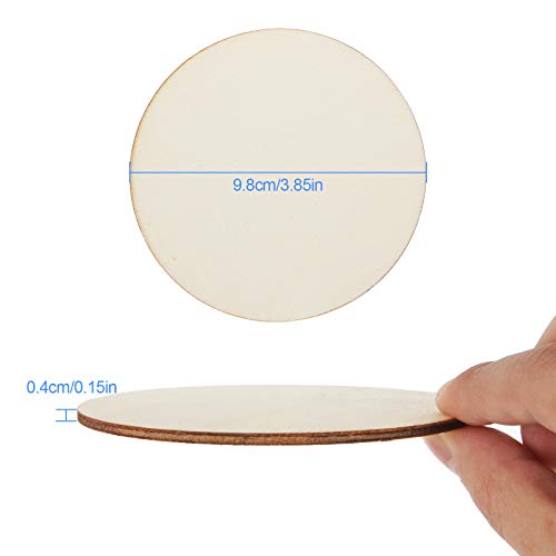 100 PCS 4 Inch Wood Circles, Small Unfinished Wooden Circles, Blank Natural Round Wood Slices for Crafts, Painting, Writing, School Project, DIY shanqian
