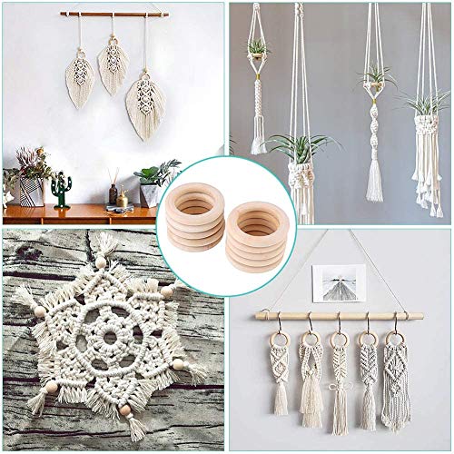 100 PCS 5 Sizes Natural Wood Rings, Unfinished Smooth Wooden Ring, Wood Circles forCraft, Ring Pendant and Connectors Jewelry Making (100pcs-5 Sizes) Fantasyon